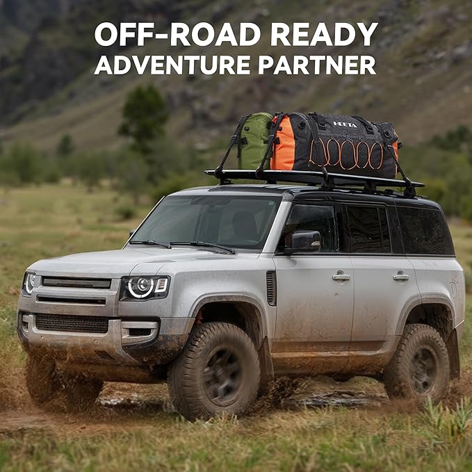 HEETA Waterproof Duffel Bag Motorcycle Dry Bag Backpack, Extra Large Rolltop Travel Duffle Bags with Straps & Handles for Kayaking Rafting Boating Canoeing Camping Gym Beach (Green, 80L)