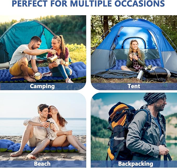 Sleeping Pad for Camping, Ultralight Inflatable Camping Mat with Pillow Built-in Foot Pump Sleeping Pads, Compact & Lightweight Camp Air Mattress for Backpacking, Hiking