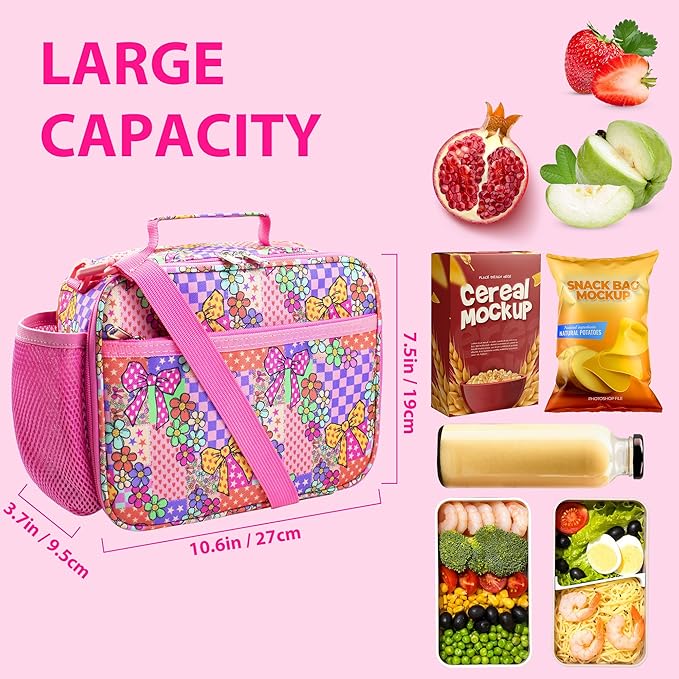 RLGPBON Kids Lunch Box for Girls Lunch Bag Insulated Durable Lunch Box Children Lunch Tote Bag for School