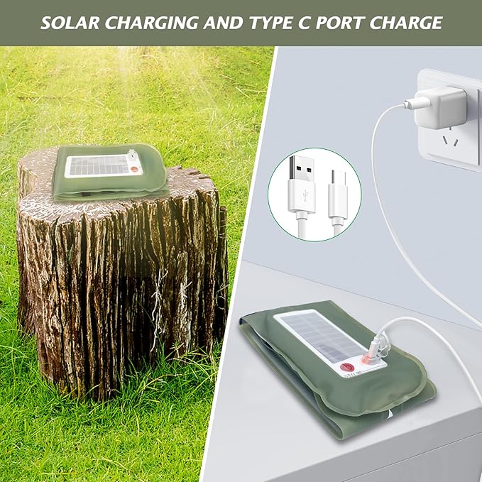 Solar Camping Lights Bars 33.5IN/85CM Tent Lights Rechargeable 4000mAh Foldable Inflatable for Outdoor IP66 Waterproof LED Tube Light for Camping, Hiking, Travel and More