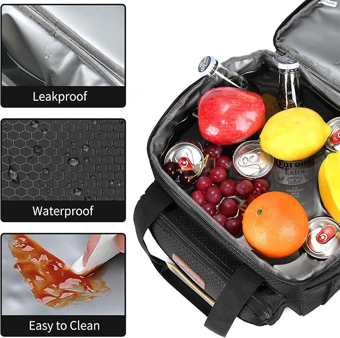 Tactical Lunch Box for Men- Large Insulated Lunch Bag-Expandable Adult Lunch Box with Adjustable Shoulder Strap-Large Lunch Tote Bag for Work Camping Fishing (Black)