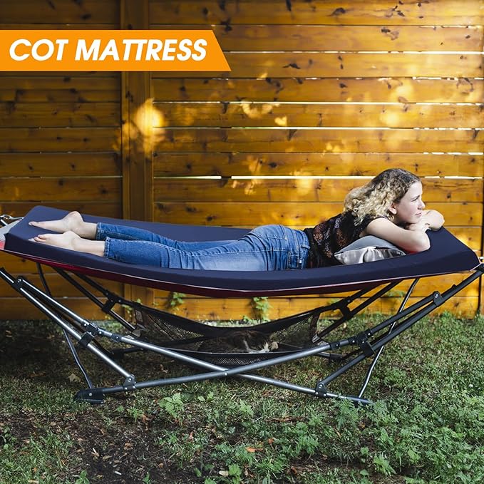 CYMULA Camping Cot Mattress 2in Memory Foam Sleeping Pad,Soft Warm Non-Slip Camping Mattress Topper with Retaining for Adults,Portable Roll up Pad for Travel(75 x30)（only Mattress）