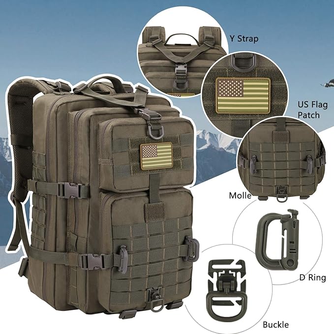 MOLLE Assault Pack, Tactical Backpack Military Army Camping Rucksack, 3-Day Pack