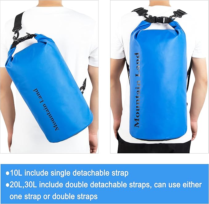 Mountain Land Waterproof Beach Dry Bag 30L Roll Top Backpack Boat Bag Dry Sack for Kayaking Rafting Fishing Hiking Camping Dark Blue
