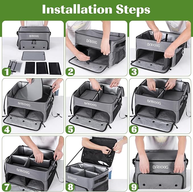 Golf Trunk Organizer, 2 Layer Waterproof Car Golf Locker with Separate Ventilated Compartment for 2 Pair Shoes, Golf Trunk Storage for Golf Accessories, Golf Gifts for Men