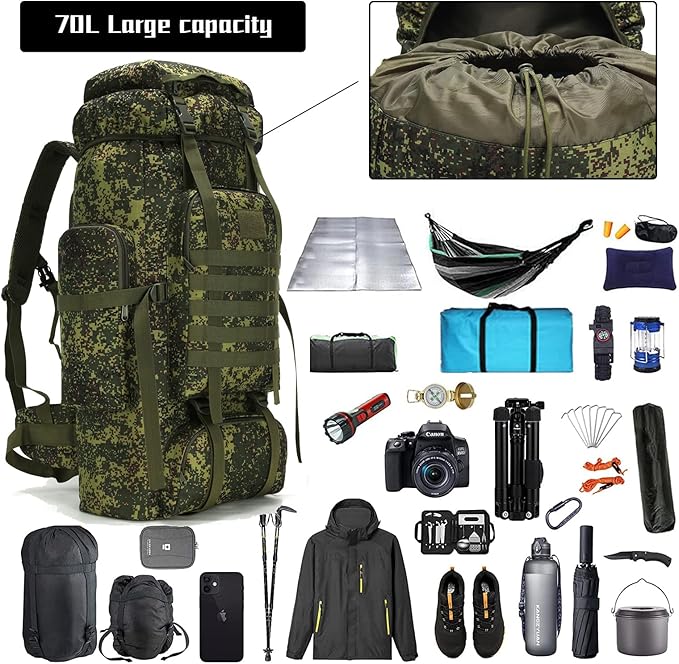 Hiking Backpack for Men 70L/100L Camping Backpack Military Rucksack Molle 3 Days Assault Pack for Climbing