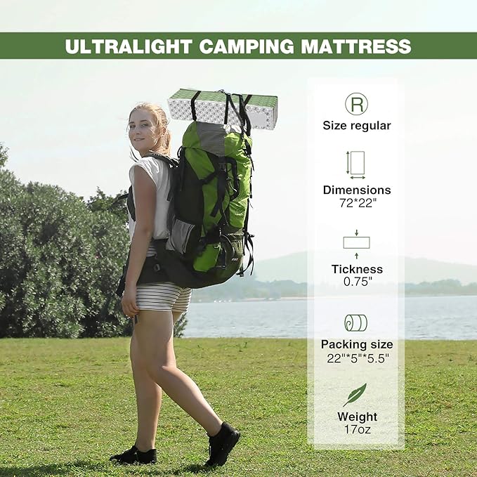REDCAMP Foldable Foam Camping Pads for Sleeping, Waterproof Closed Cell Foam Camping Sleeping Pad - Ultra-Lightweight for Hiking & Backpacking, R-2.1 Insulated, Royal Blue/Grey/Green/Brown/Khaki