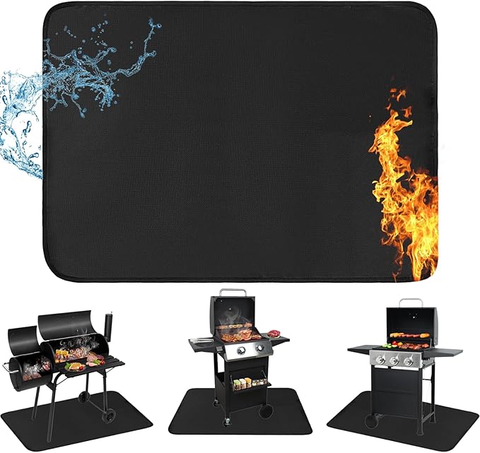 48x30 Inches Under Grill Mats for Outdoor Grill, Double-Sided Fireproof, Waterproof & Oil-Proof BBQ Matt for Under Grill, Deck, Patio & Grass Protector, Fire Pit Mat & Fireplace Mat