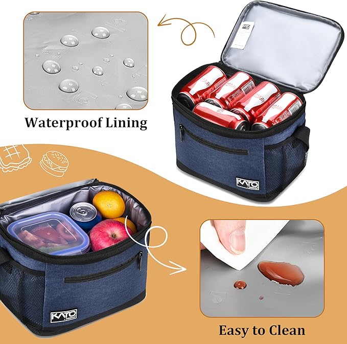 Tirrinia Insulated Lunch Box for Men/Women, Leakproof Thermal Lunch Bag for Office Picnic Work Beach Camping,Reusable Lunch Cooler Tote for Adult, Dark Blue