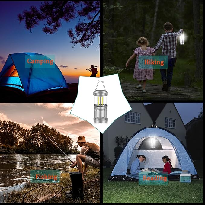 LED Camping Lantern ,500 Lumens Battery Operated Portable Hanging Lanterns for Home Power Outages Hurricane Storm Camping, 4 Pack