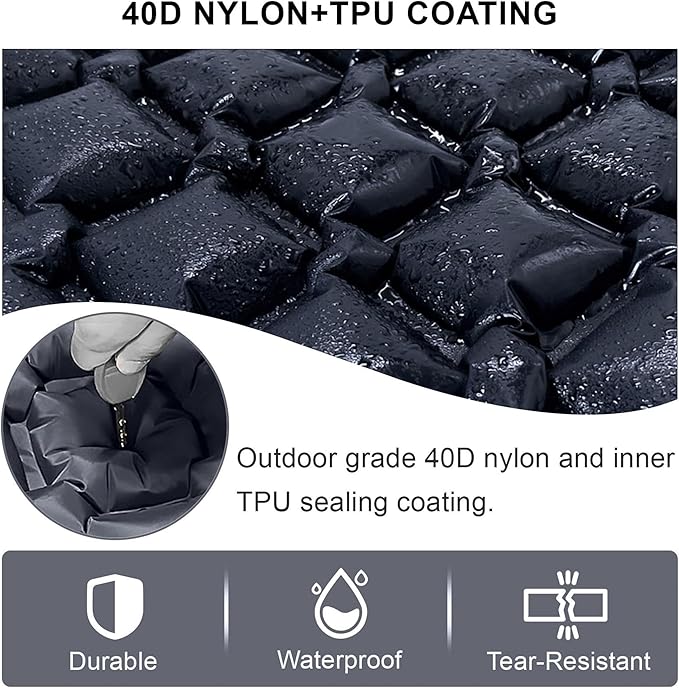 Ultralight Inflatable Camping Sleeping Pad – Compact Built-in Pillow,Waterproof & Durable –Connects to Double Bed and Ideal for Camping, Hiking & Outdoor Adventures