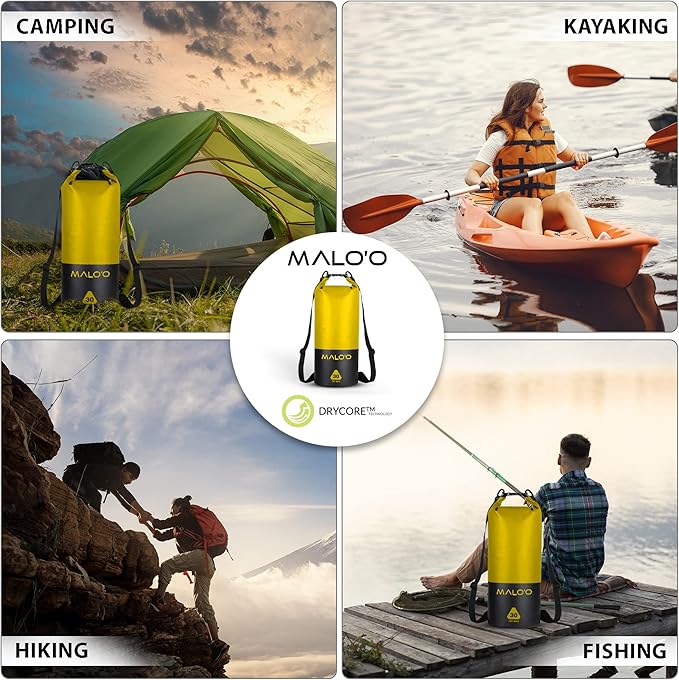 Malo’o 30L Heavy Duty 100% Waterproof Roll-Top Dry Bag Backpack – Keeps Gear Dry for Fishing, Rafting, Kayaking, Beach, Boating, Hiking, and Camping - Travel Safe - Easy To Use Dry Bag Backpack