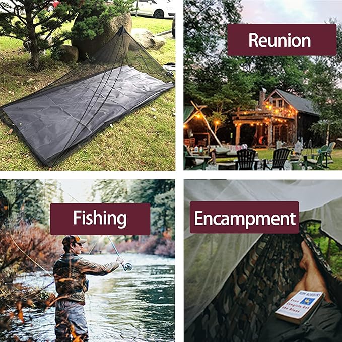 No-See-Ums Camping Mosquito Net Bed Compact and Ultra-Light for Travel，Finest Holes Mesh 2000 Noseeum Netting for Camping and Hiking, Without Sleeping Mat