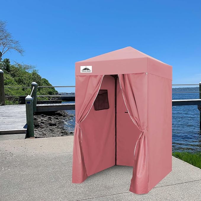 EAGLE PEAK Flex Ultra Compact 4x4 Pop-up Canopy, Sun Shelter, Changing Room, Portable Privacy Canopy Cabana for Pool, Fashion Photoshoots, or Camping, 4x4 ft, Pink