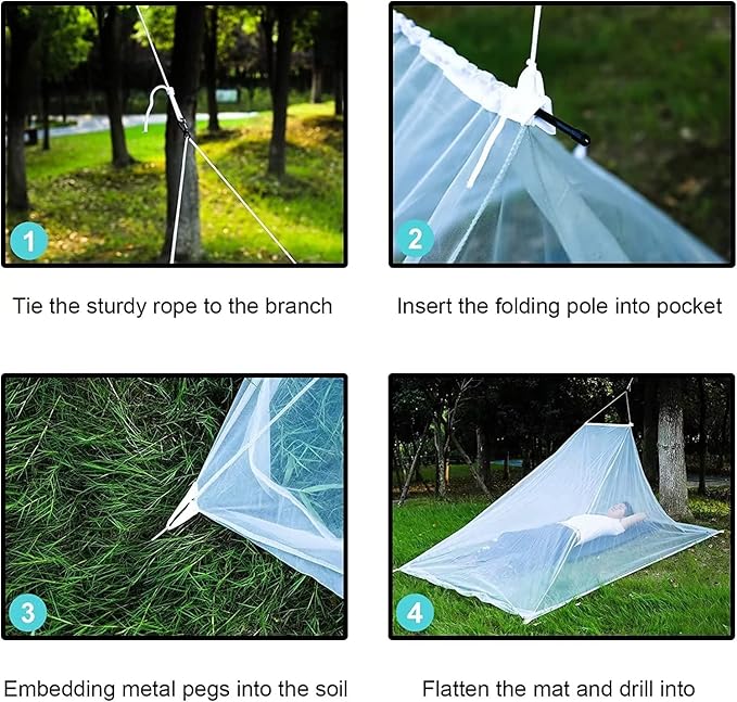 No-See-Ums Camping Mosquito Net Bed Compact and Ultra-Light for Travel，Finest Holes Mesh 2000 Noseeum Netting for Camping and Hiking, Without Sleeping Mat