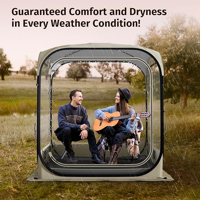 EAST OAK Weather Sports Tent for Fishing & Outdoors | Pop Up Bubble Tent Instant Sun & Rain Shelter | No Condensation, Spacious Interior, Ultra Visibility | All Weather Protection | 60L*60W*76.8H