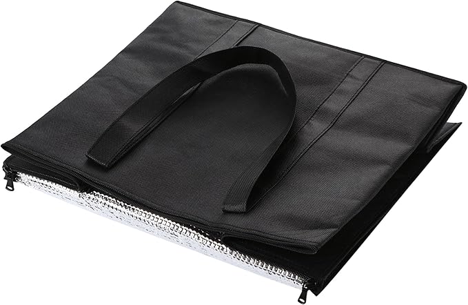NZ home Insulated Cooler Bag and Food Warmer (XL Plus, 2 Pack) for Delivery & Grocery Shopping with Zippered Top, Black