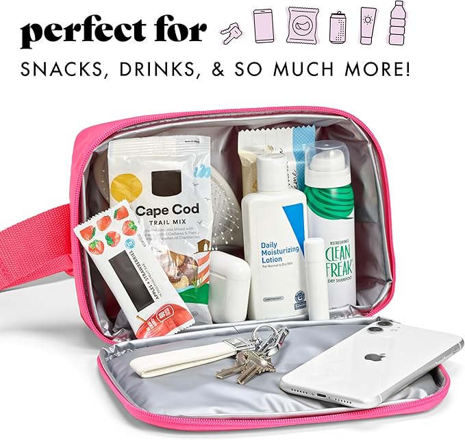 Fit & Fresh Belt Bag Cooler, 3-Can, Hot Pink