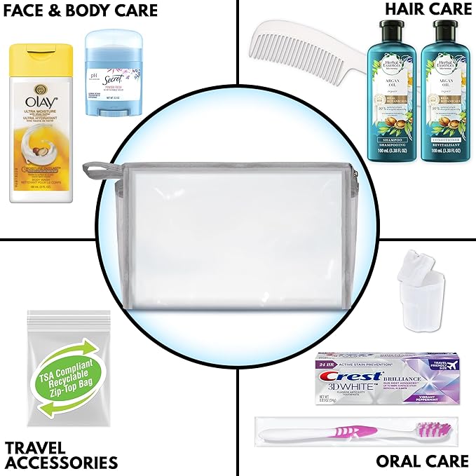 Convenience Kits international 10 PC Deluxe Kit, Featuring: Herbal Essence Argan Oil Hair Care and Body Care Travel-Size Products