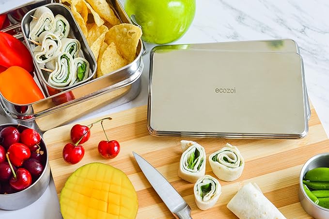 Stainless Steel Lunch Chillers - Ice Packs for Lunch Bags, Lunch Boxes, Bento Boxes and Coolers - 4 Pack, Plastic-Free and Sustainable