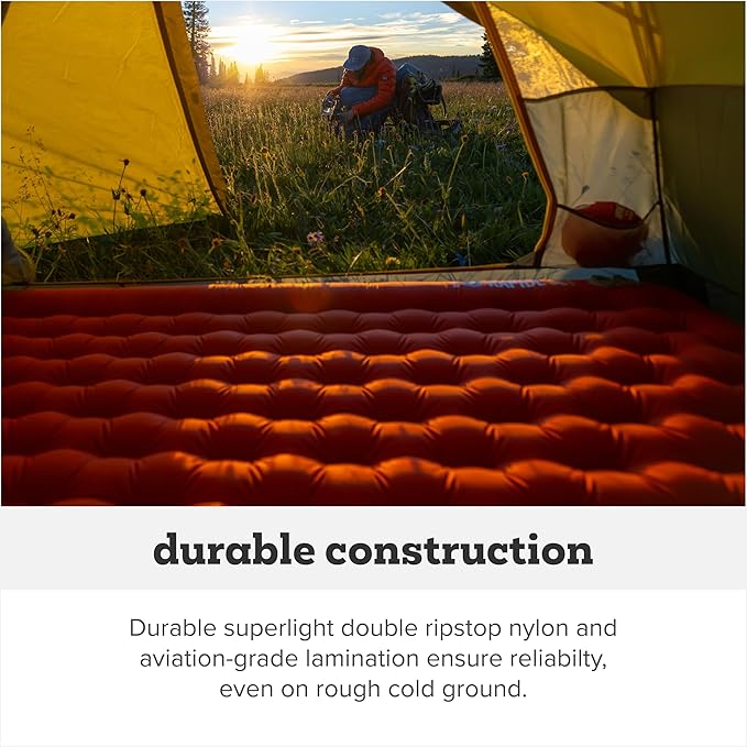 Big Agnes Rapide SL - Insulated Sleeping Pad, Ultralight, All Season Compact Backpacking and Hiking, Pumphouse Sack Included, Orange, 40X72 Double Wide