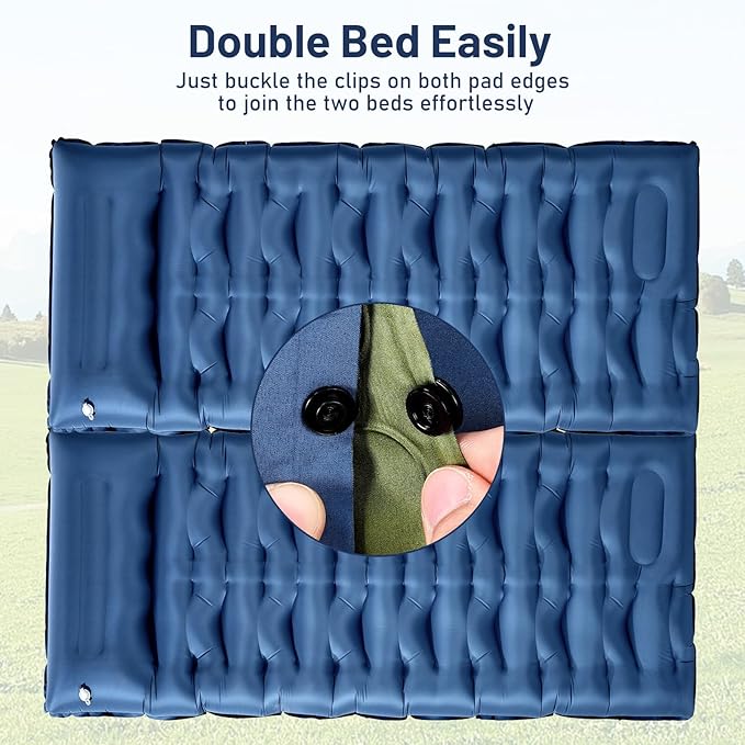 KASBAH Camping Sleeping Pad,6 inch Thick Inflatable Camping Mattress with Built-in Foot Pump and Pillow,Ultralight Sleeping Mat Backpacking Gear for Outdoor Hiking,Camping, Traveling and Tent