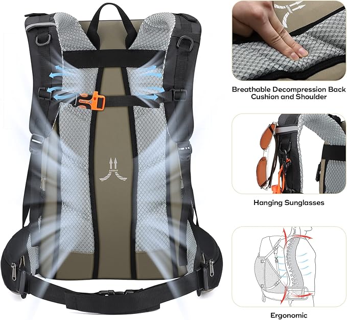 Maelstrom Hiking Backpack,Camping Backpack,40L Waterproof Hiking Daypack with Rain Cover,Lightweight Travel Backpack,Khaki