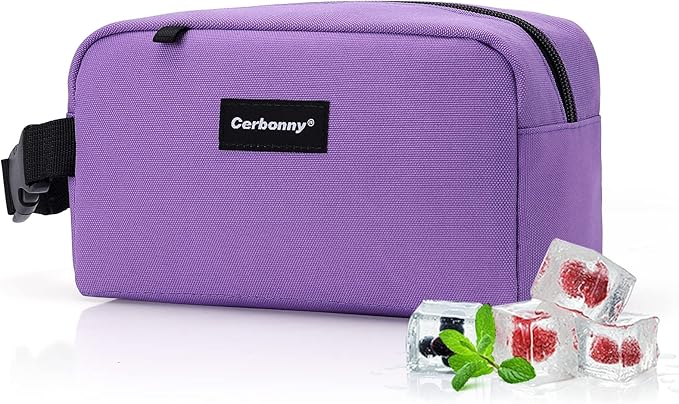 CERBONNY Small Cooler Bag Freezable Lunch for Work School Travel,Leak-proof Bag,Small Insulated For Kids/Adults,Freezer Bags,Freezable Snack Bag,Mini Fit Yogurt purple-1