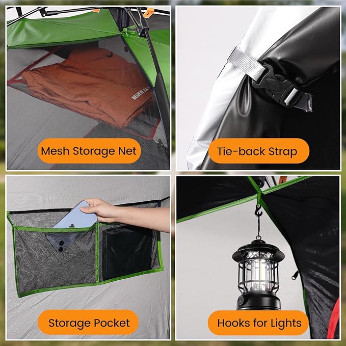Camping Tent 2 Person, Waterproof & Blackout Double Layer Pop Up Outdoor Tent for Park, Picnic, Travel, Portable and Easy Setup