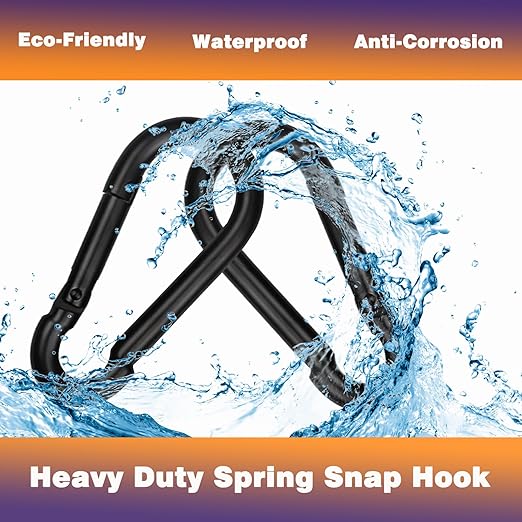 100PCS Black Carabiner Clip, M5 2Inch Spring Snap Hook Quick Link Small Carabiner Clips, 3/16'' Spring Carabiner Link Buckle for Fishing Camping Hammock Dog Leashes-220LBS Holding Capacity.