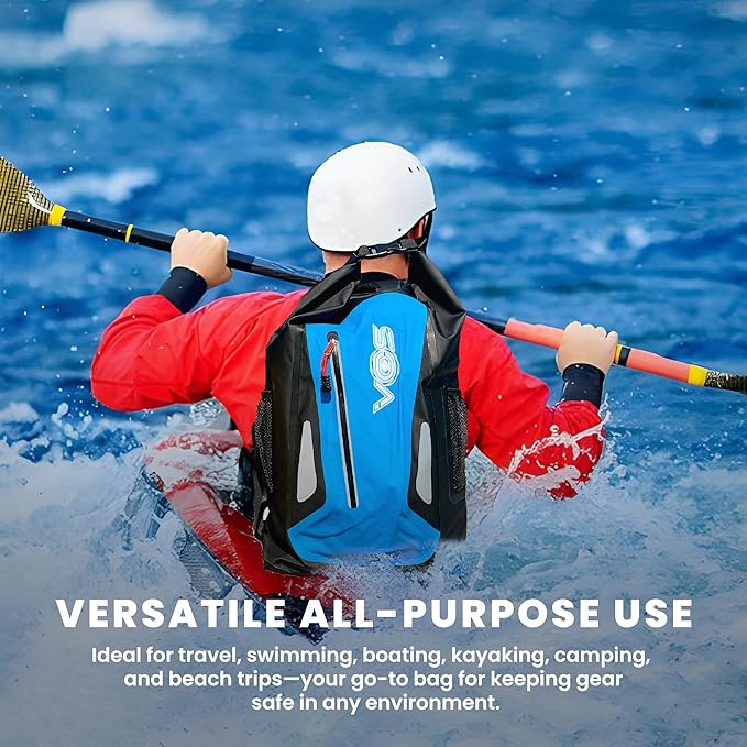 VOS Waterproof Premium Dry Bag | All-purpose Lightweight Dry Storage Backpack for Travel, Swimming, Boating, Kayaking, Camping, Beach (Blue/Black)