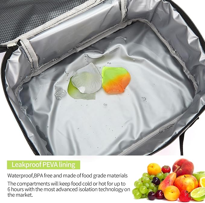 rickyh style Lunch Box with Padded Liner, Spacious Insulated Lunch Bag Durable Thermal Lunch Cooler Pack with Strap for Men Women Boys Girls Adults School Sports Beach Picnic Work Camp,2 Pocket