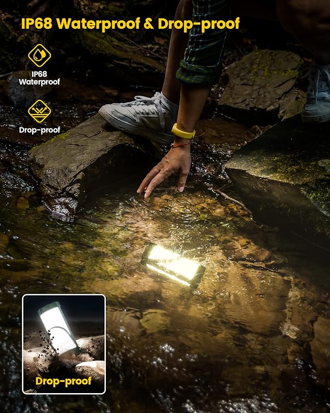 Glocusent Camping Lantern Rechargeable, Up to 80Hrs, 5000mAh 106 LED Lantern with 5 Brightness 3 Modes & SOS, IP68 Waterproof, Max 1200LM, Camping Light for Power Outages Hiking Emergency Hurricane