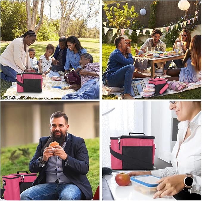 TOP&TOP Insulated Lunch Box and Cooler Bag for Women, Men - 13"L x 7"W x 9"H, 3 Reusable Meal Prep Containers, 2 Ice Packs, Detachable Shoulder Strap, Leakproof and Easy to Clean