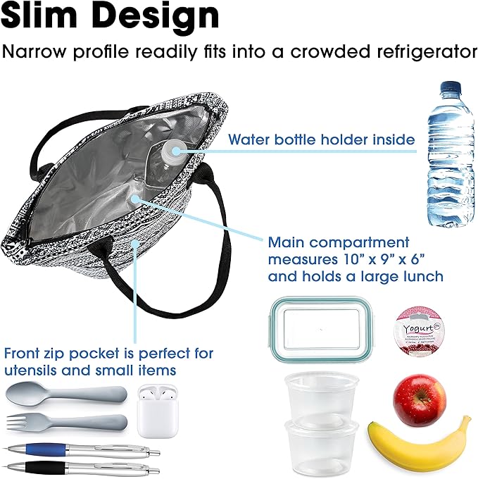 J World Lola Lunch Tote Bag. Cute Insulated Lunch-Box for Women & Teen Girls, Tribal