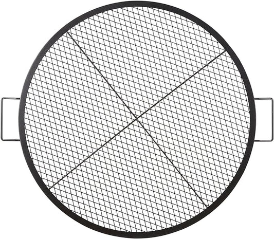 VEVOR X-Marks Fire Pit Grill Grate, Round Cooking Grate, Heavy Duty Steel Campfire BBQ Grill Grid with Handle and Support X Wire, Portable Camping Cookware for Outside Party & Gathering, 36 Inch Black