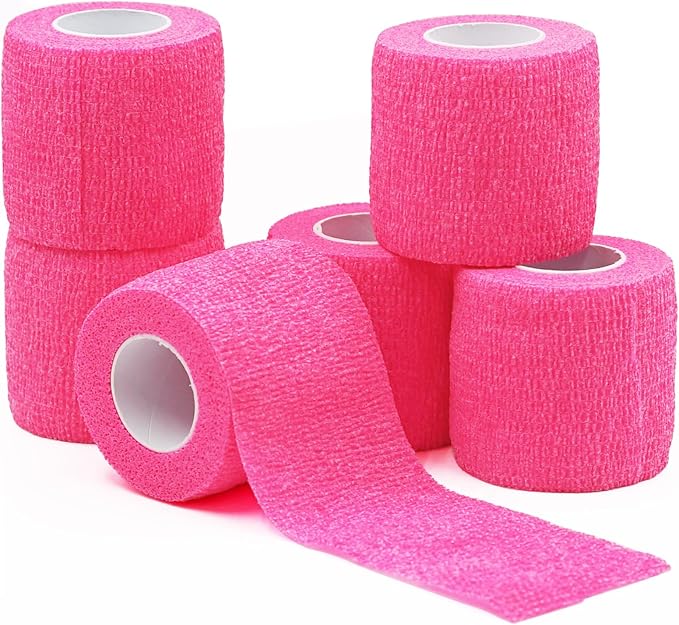 Bandages First Aid Tape Cohesive Bandage First Aid Bandages Cohesive Wrap Adhesive Bandage Self Adherent Cohesive Wrap Bandages Colorful Bandages (Bright Pink, 2-Inch)