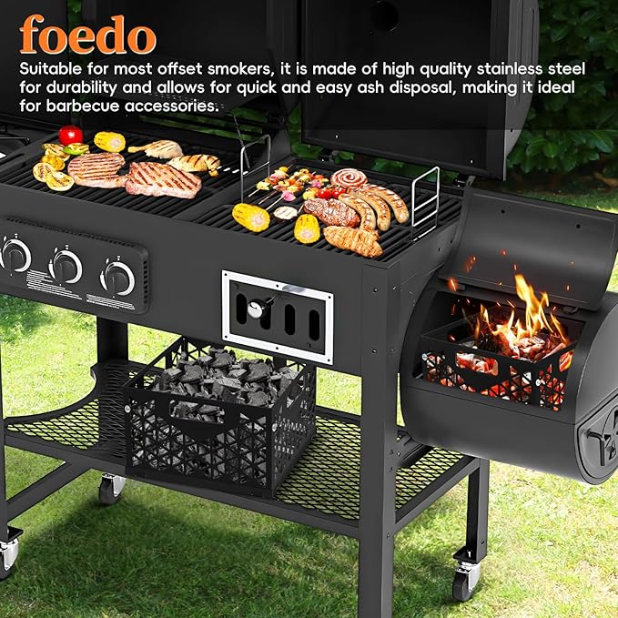 Charcoal Firebox Basket for Oklahoma Joe Offset Smoker, Grill Accessories for Long and Efficient Smoking, 12" x 12" x 7.5 "Fire Basket for Oklahoma Joes Highland (Only 4 Screws) (black)