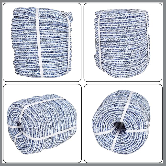 3/4 Inch x 150 Feet Double Braid Polyester Rope 20000Lbs Breaking Strength Strong Pulling Rope for Tree Work Camping Swings(Blue White)