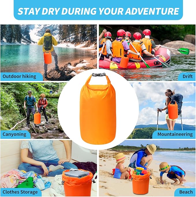 Dry Bag Set, Waterproof Small Lightweight Dry Bags for Paddle Board Kayaking, Fishing, Camping (Orange, 20L 2Pack)