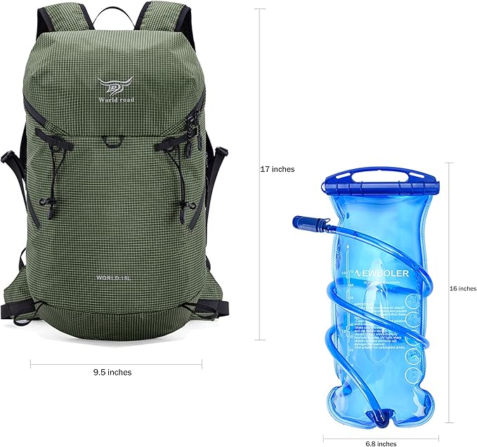 15L Hydration Backpack with 2L Water Bladder - Lightweight Running Vest for Men, Hiking Backpack Trail Running Pack for Cycling, Hiking, Outdoor Sports (3 Colors)