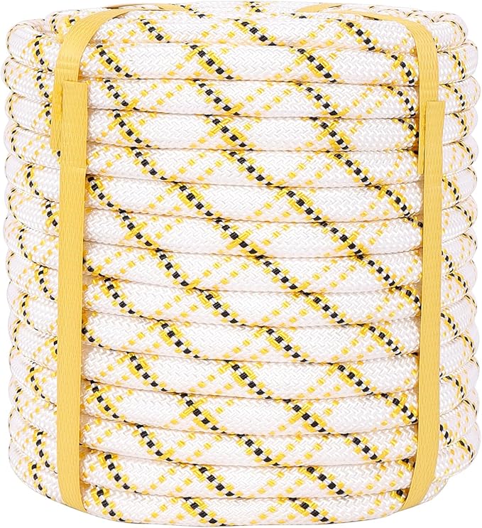 Arborist Rope Climbing Rope（1/2 Inch x 150ft） 48 Strands Bull Rope for Construction Climbing Swing Sailing