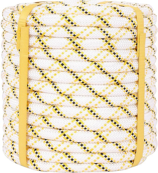 Arborist Rope Climbing Rope（1/2 Inch x 150ft） 48 Strands Bull Rope for Construction Climbing Swing Sailing