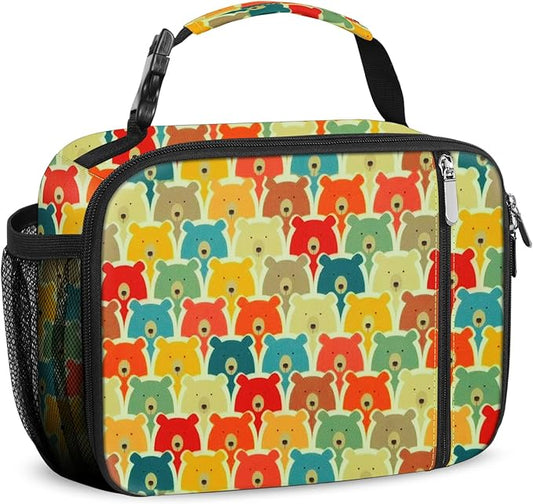 esouler Lunch Box Kids Insulated Lunch Bag for Boys & Girls Durable Children Lunchbox for School with Water Bottle Holder-Bear