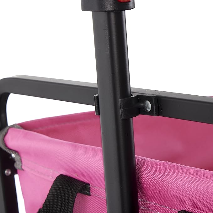 Seina Heavy Duty Steel Compact Collapsible Folding Outdoor Portable Utility Cart Wagon with All Terrain Rubber Wheels and 150 Pound Capacity, Red
