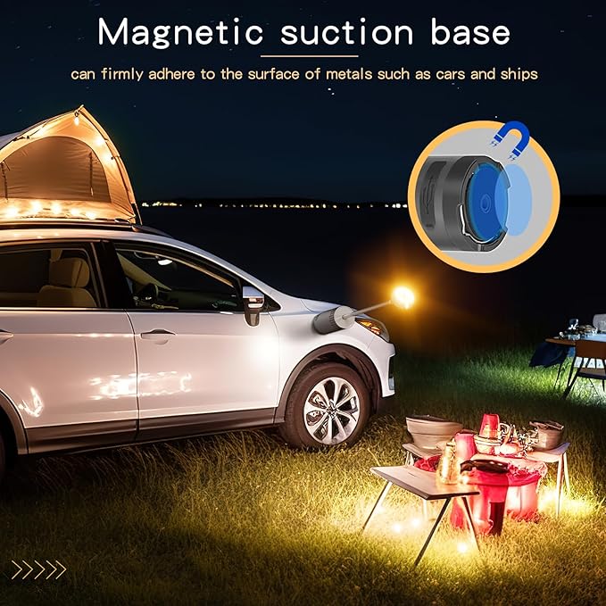 Camping Lights Rechargeable, Detachable Camping Lantern with Stand, Telescopic Waterproof Camping Lamp, Magnetic Work Hanging Light, LED Tent Flashlights for Emergency, Power Outages (Gray)