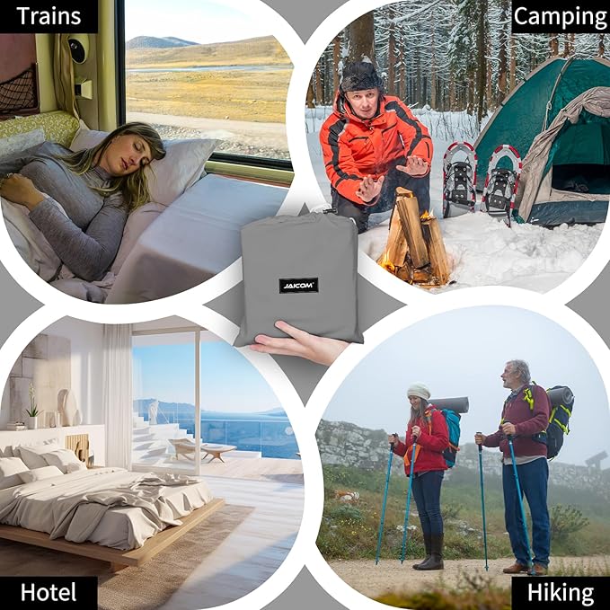 Sleeping Bag Liner - Travel Sheets for Hotel, Portable & Comfortable & Quick-Drying Adult Sleep Sack for Camping, Business Trips, Traveling, Hostel