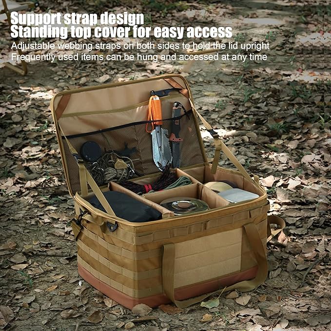 Fockety Camping Storage Bag, Large Capacity 30L BBQ and Picnic Bag Organizer with Handles, Hard Design Trunk Organizer Multipurpose Tactical Bags