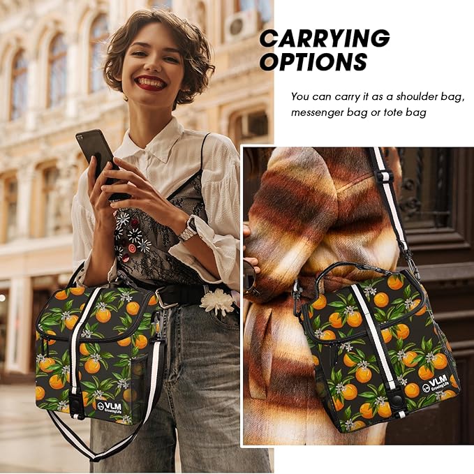VLM Lunch Box for Women, Insulated Lunch Bag Women with Adjustable Shoulder Strap, Cute Lunch Tote Bag for Work,Picnic,Camping
