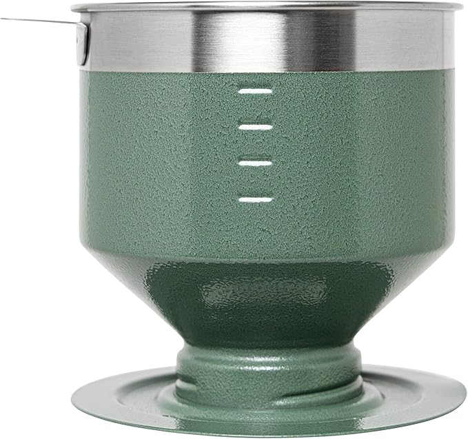 Stanley Perfect Brew Pour Over | Manual Single Cup Coffee Maker | Drip Coffee Maker with Reusable Filter | Easy Clean Stainless Steel | BPA-Free | Hammertone Green